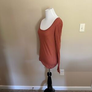BCBGeneration Burnt Orange Fitted Long Sleeve Top